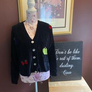 Black fruit cardigan